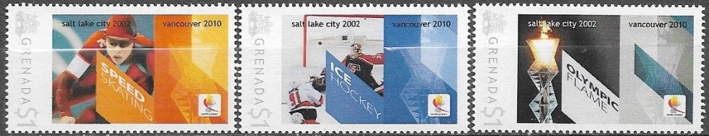 GRENADA serie Olymp. Winterspelen Saltlake City 2002 - 2010, Postzegels en Munten, Verzenden, Postfris, Sport