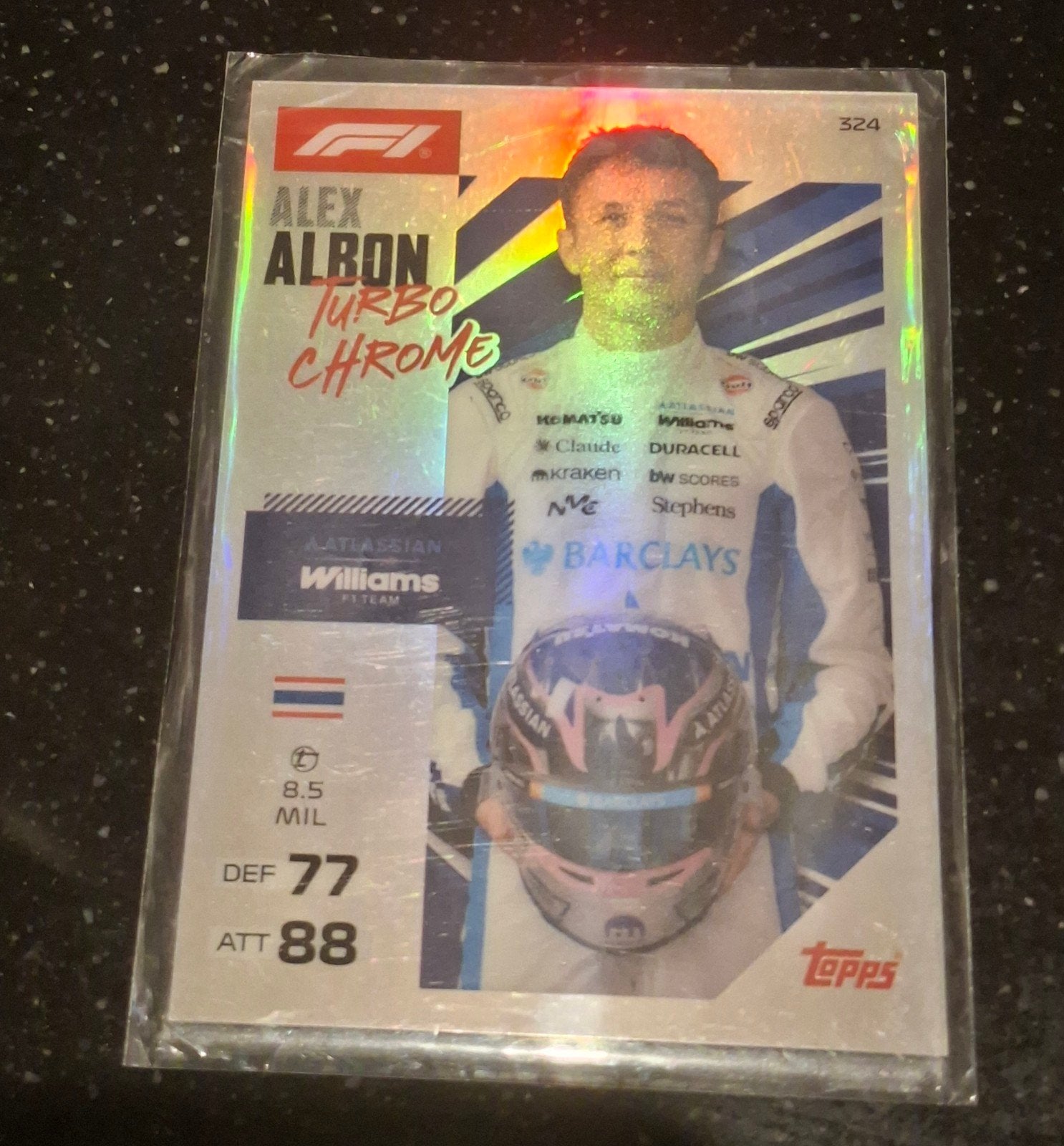 2026 Alex Albon Turbo Chrome F1 Topps Kaart - Williams, Verzamelen, Ophalen of Verzenden, Zo goed als nieuw, Formule 1