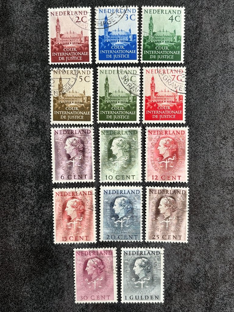 1951-58 NVPH D27-40 Cour de Justice, Gestempeld, Postzegels en Munten, Ophalen of Verzenden, Na 1940, Gestempeld