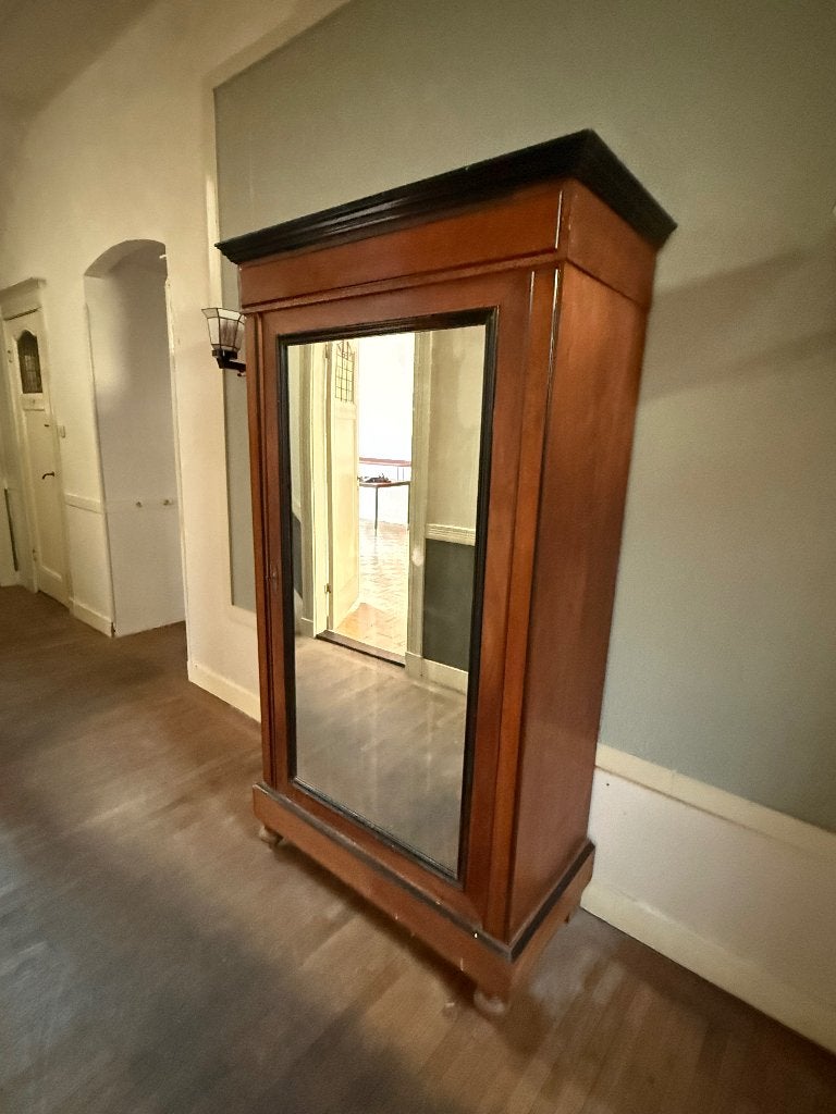 Statige Antieke Biedermeier Kast met Grote Spiegel (ca 1870), Ophalen