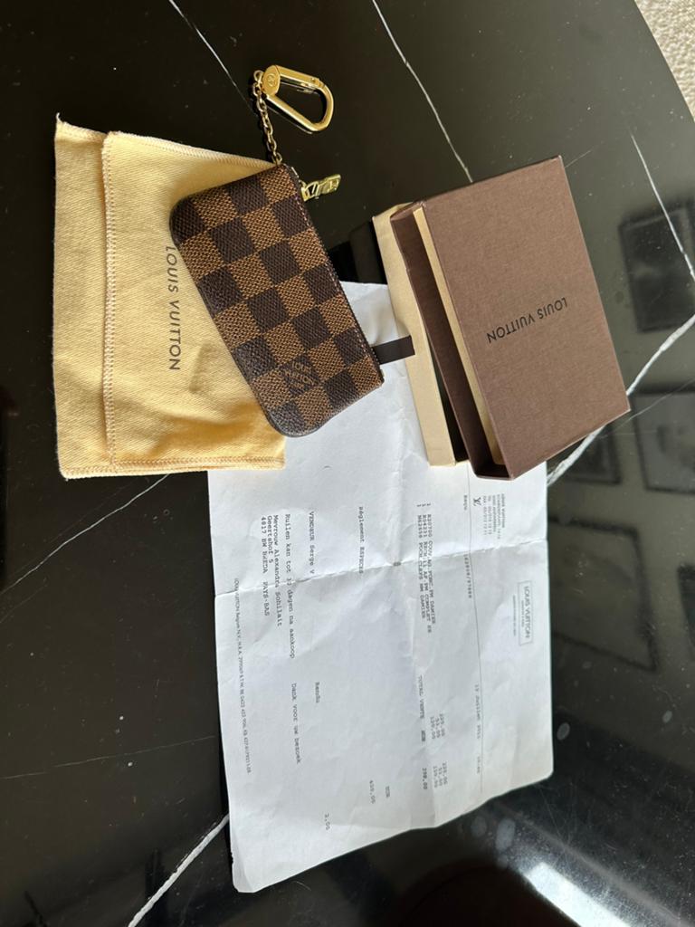Orginele Louis Vuitton Louis Vuitton Damier Ebene Key Pouch, Ophalen of Verzenden, Zo goed als nieuw, Bruin