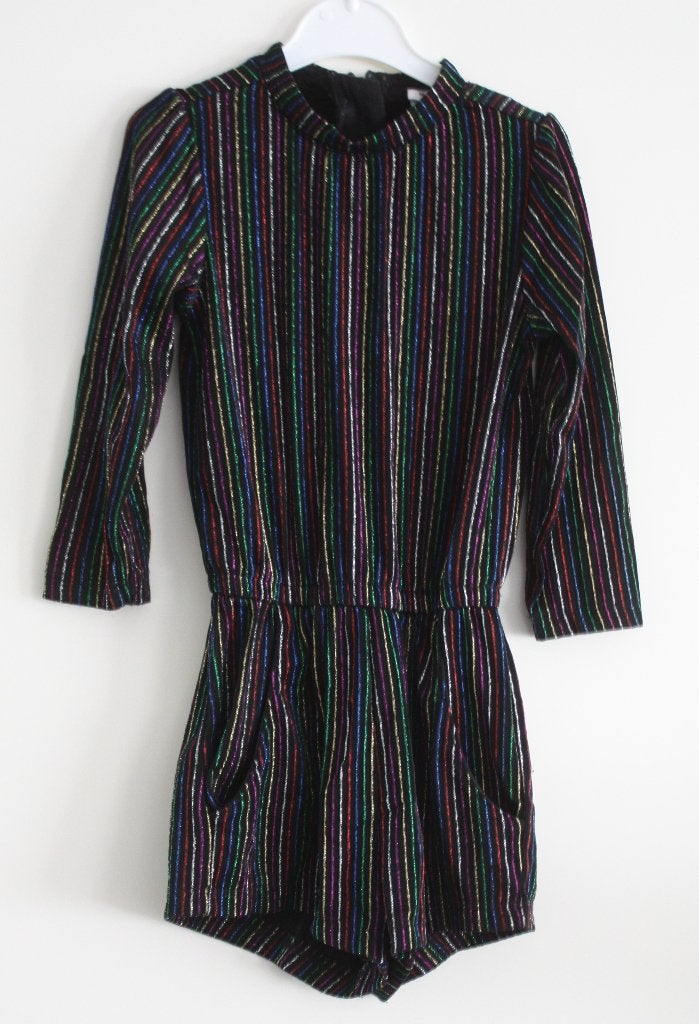 jumpsuit zwart met glitter kleuren strepen maat 86-92, Ophalen of Verzenden, Gebruikt, Meisje, Jurk of Rok