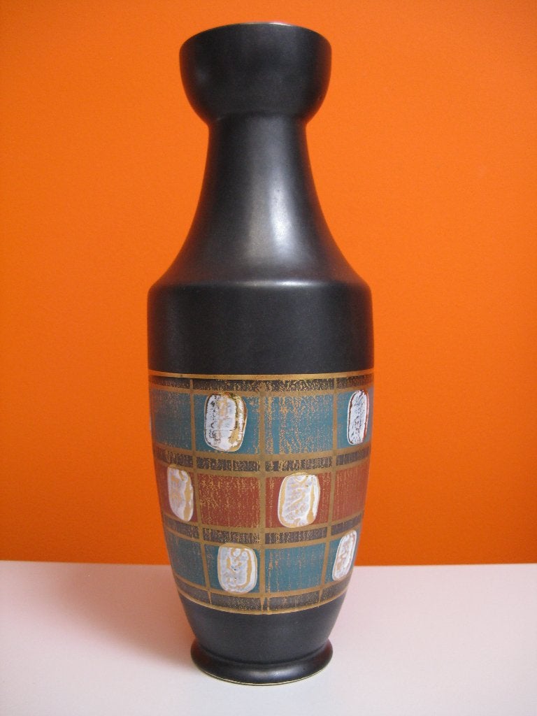 retro vintage keramiek vaas Dümler & Breiden W. Germany 70s, Verzenden, 30 cm, Met handvat, Zo goed als nieuw
