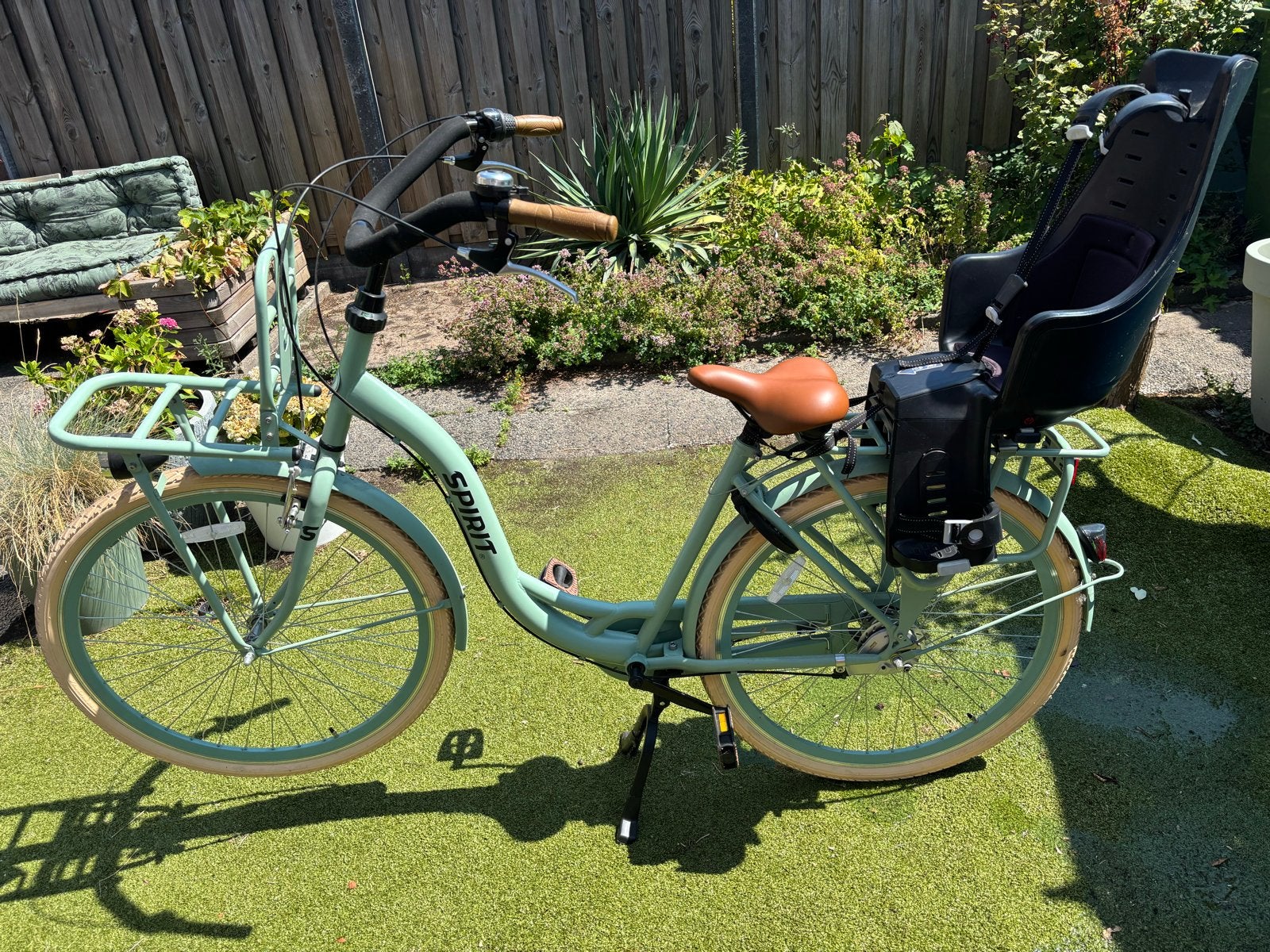 Spirit Carry N3 Moederfiets Groen 49CM met Bobike zitje, Fietsen en Brommers, 47 tot 50 cm, Versnellingen, Zo goed als nieuw, 1 zitje