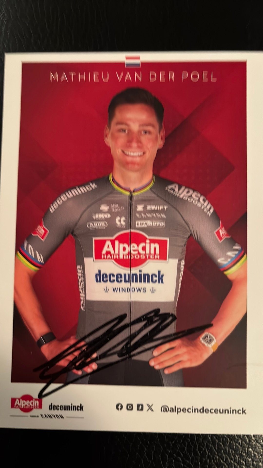 Wielrennen MATHIEU van der POEL fankaart ECHTE handtekening, Verzamelen, Ophalen of Verzenden, Nieuw, Overige sporten, Spelerskaart
