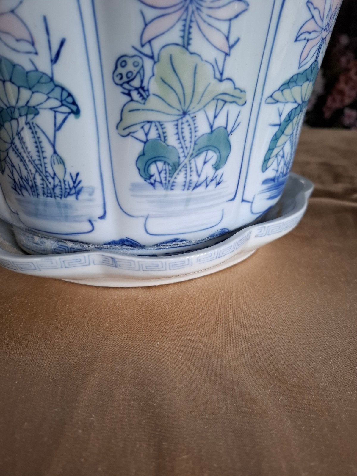 Prachtige Set van 2 Vintage Chinese Ovale Bloempotten, Ophalen of Verzenden