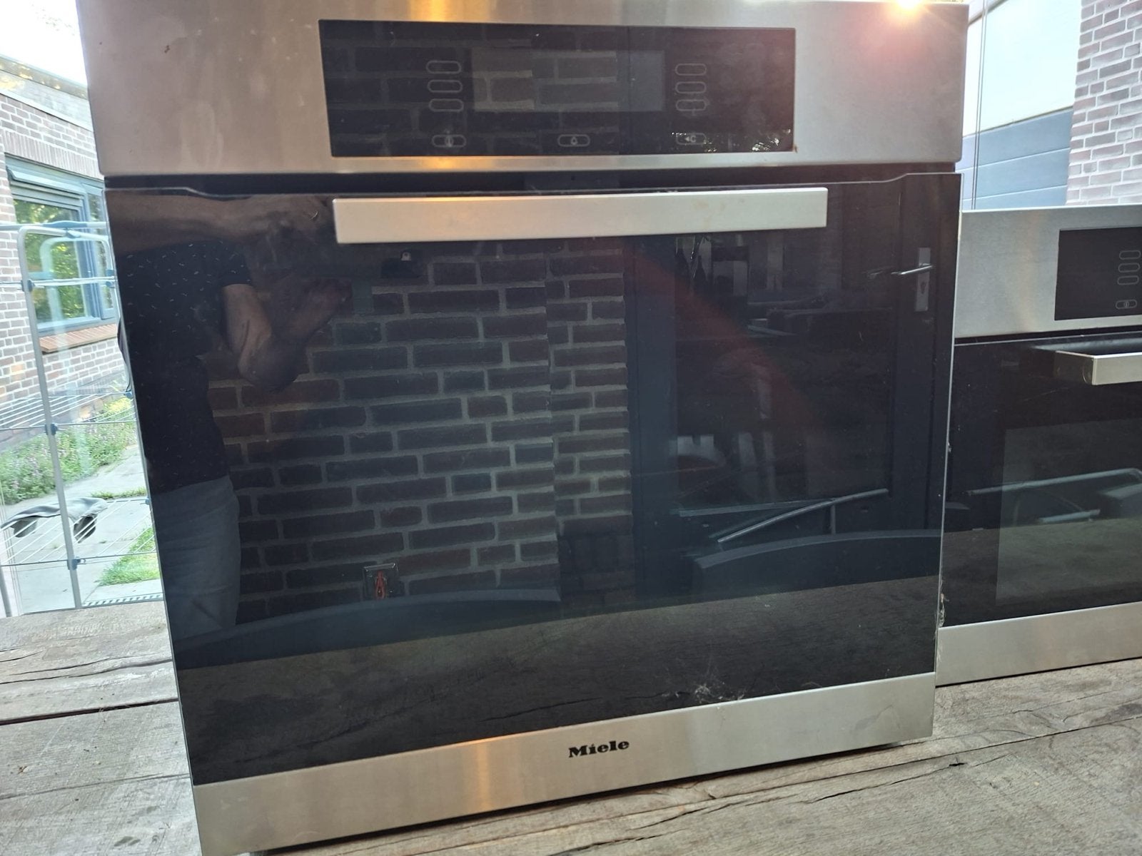Miele set oven combi magnetron en inbouw koffiemachine, Ophalen, 45 tot 50 cm, Gebruikt, Hete lucht