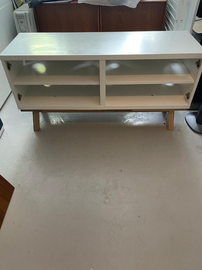 Ikea BESTÅ Kast wit, 120x42x38 met IKEA Skogsta bankje, Ophalen, Gebruikt, 100 tot 150 cm, Minder dan 100 cm