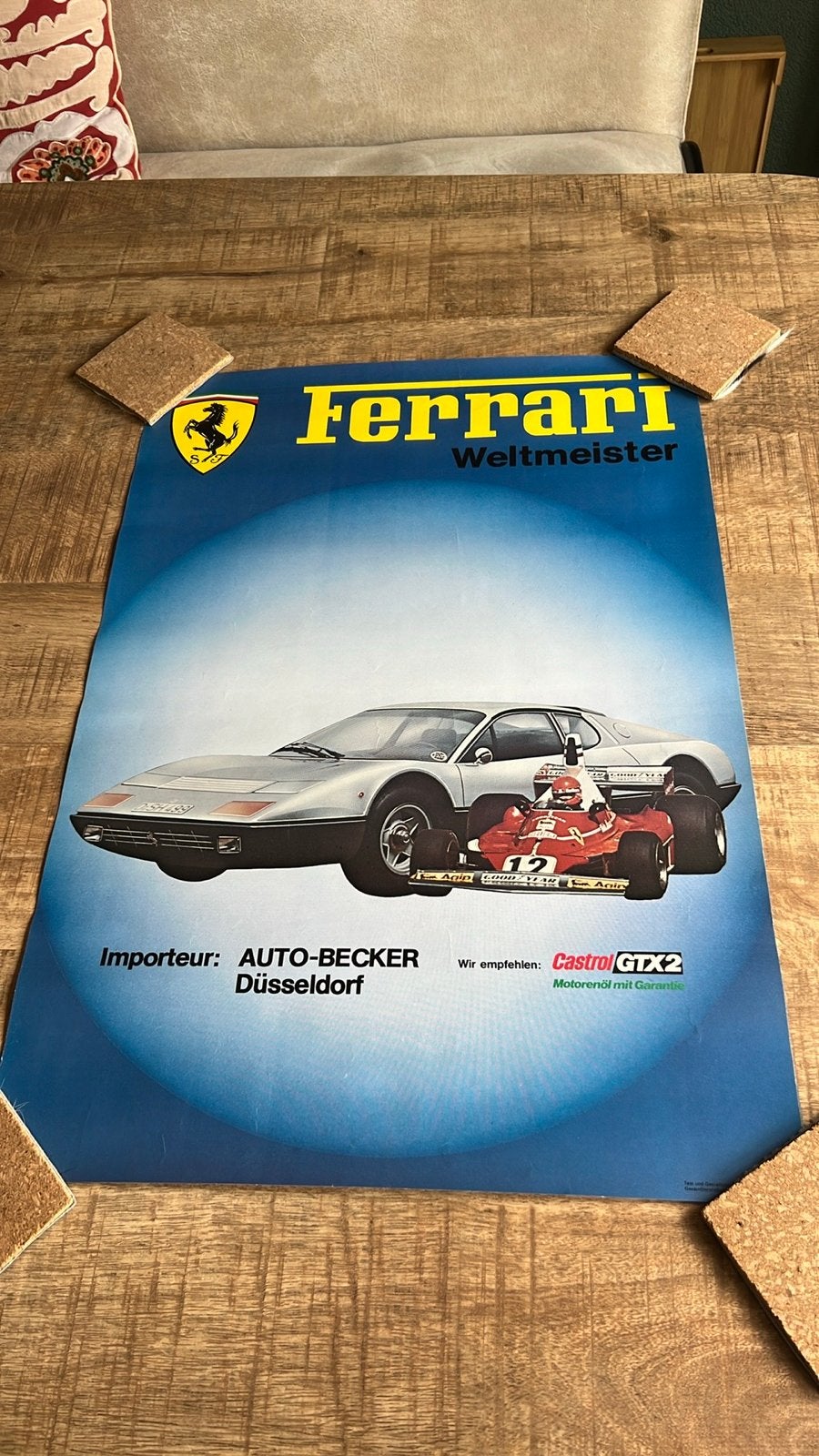 Vintage Ferrari Weltmeister Promo Poster Niki Lauda 1975, Verzamelen, Posters, Ophalen of Verzenden, Sport, A1 t/m A3, Rechthoekig Staand
