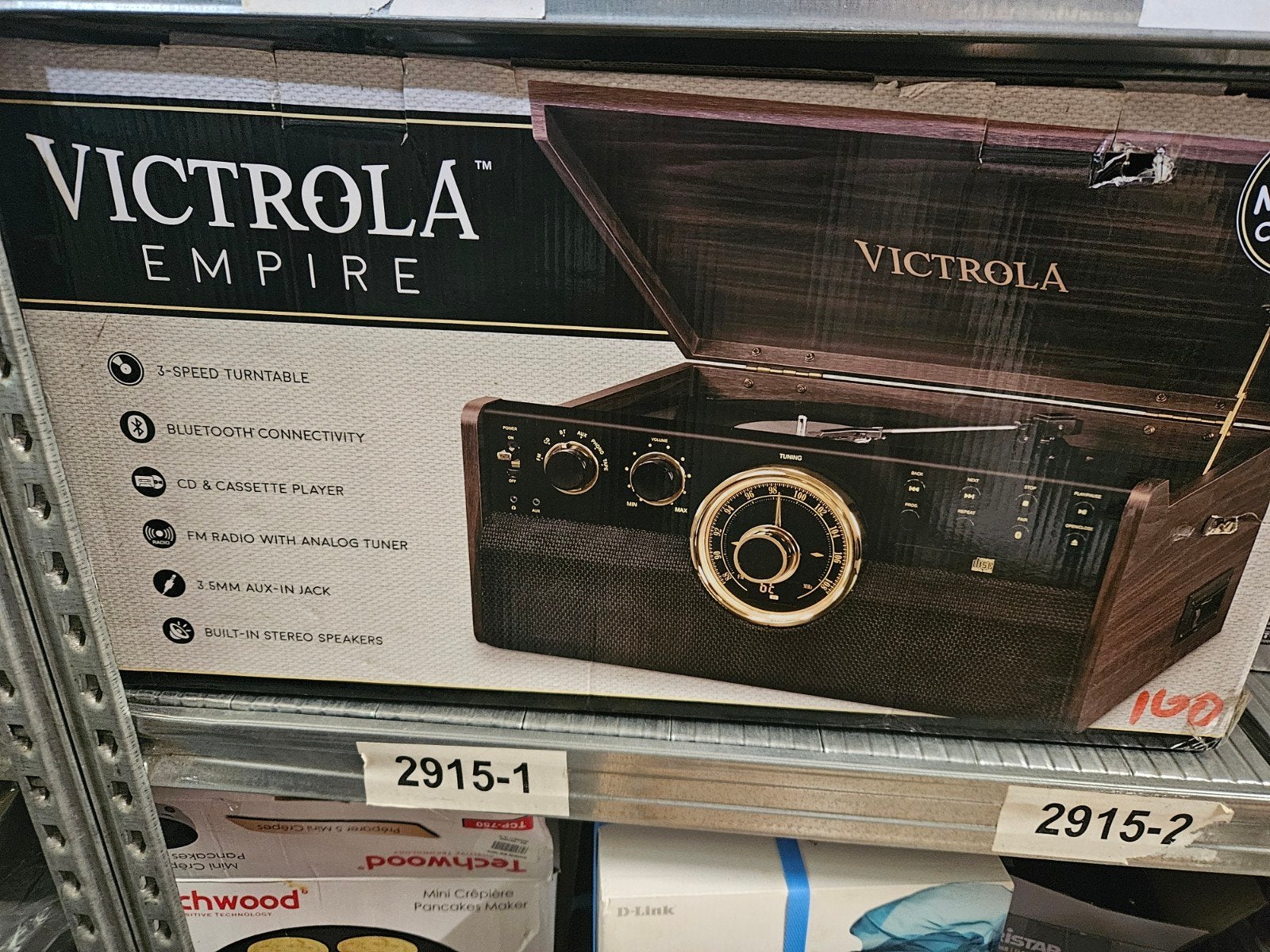 Victrola Empire 6-in-1 Muziekcentrum met doosschade, Ophalen