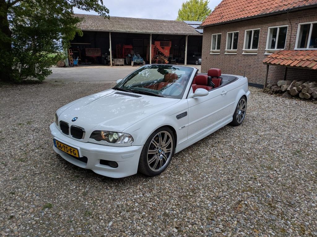 BMW E46 M3 3.2 Cabrio 2002 SMG, Auto's, BMW, Automaat, Achterwielaandrijving, Cabriolet, Wit