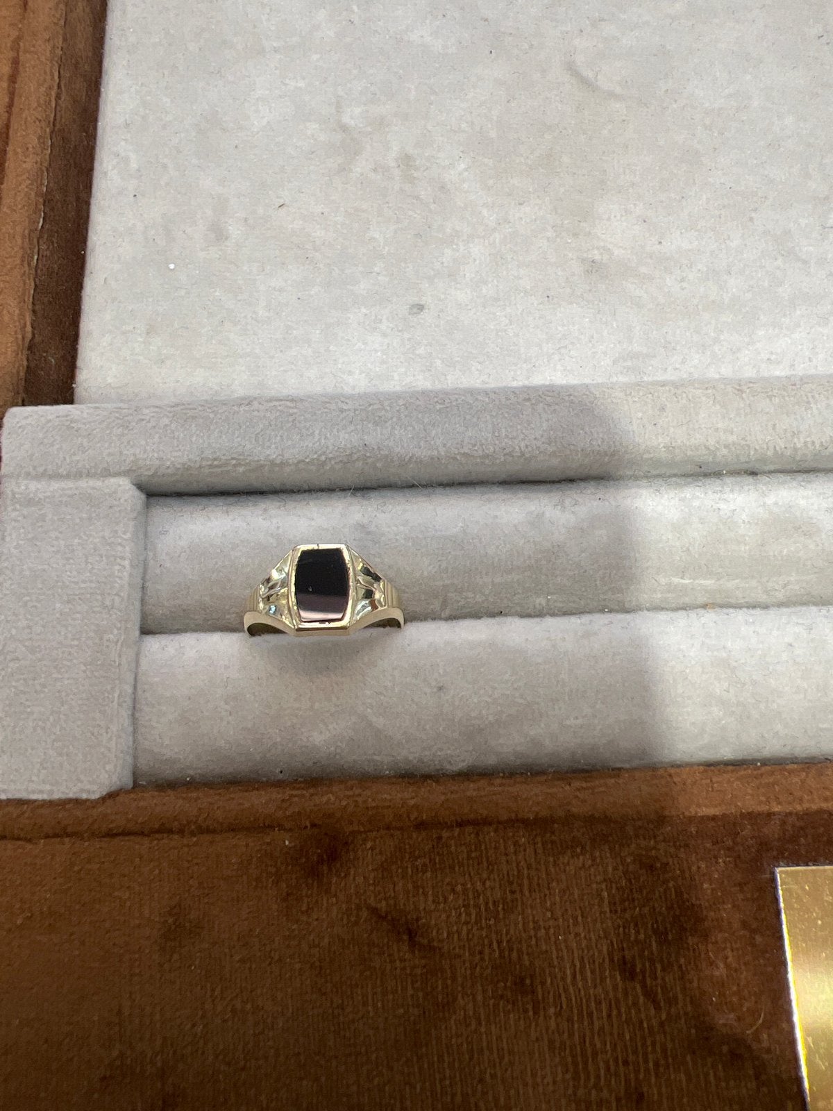 14k Gouden Zegelring met Onyx, Sieraden, Tassen en Uiterlijk, Ringen, Ophalen of Verzenden, Dame of Heer, Met edelsteen, Goud