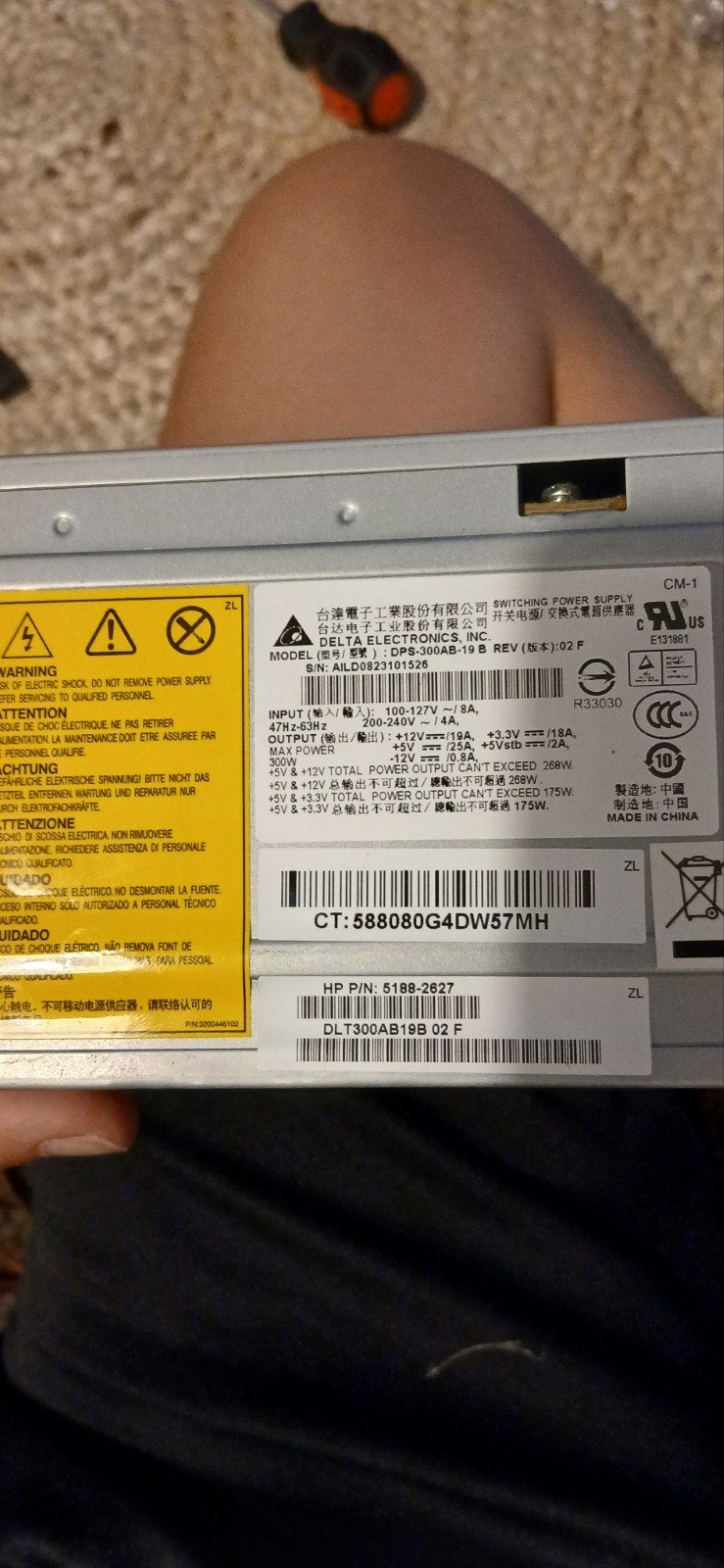 Delta Electronics Voeding (PSU) 300W - CM-1, Computers en Software, Interne voedingen, Ophalen of Verzenden, Gebruikt