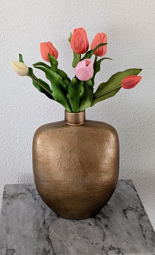 Vaas met tulpen, Huis en Inrichting, Woonaccessoires | Vazen, Ophalen of Verzenden, Nieuw, Overige kleuren, Glas