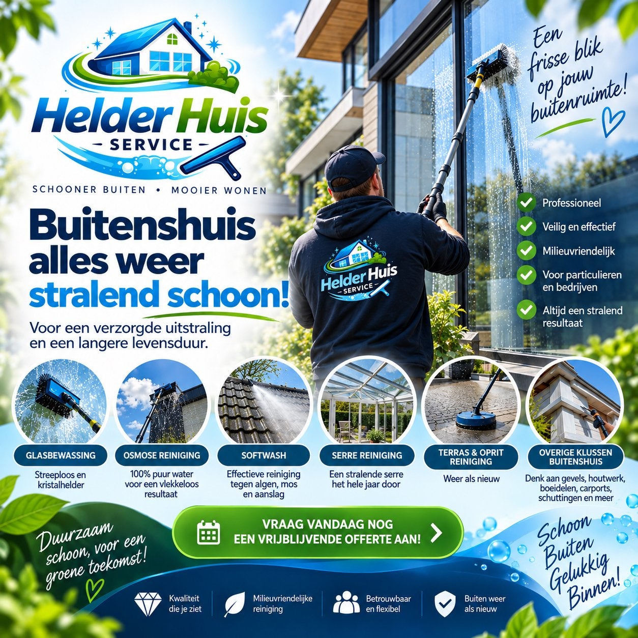 Helder Huis Service | Glasbewassing & Softwash, Glazenwassen binnen