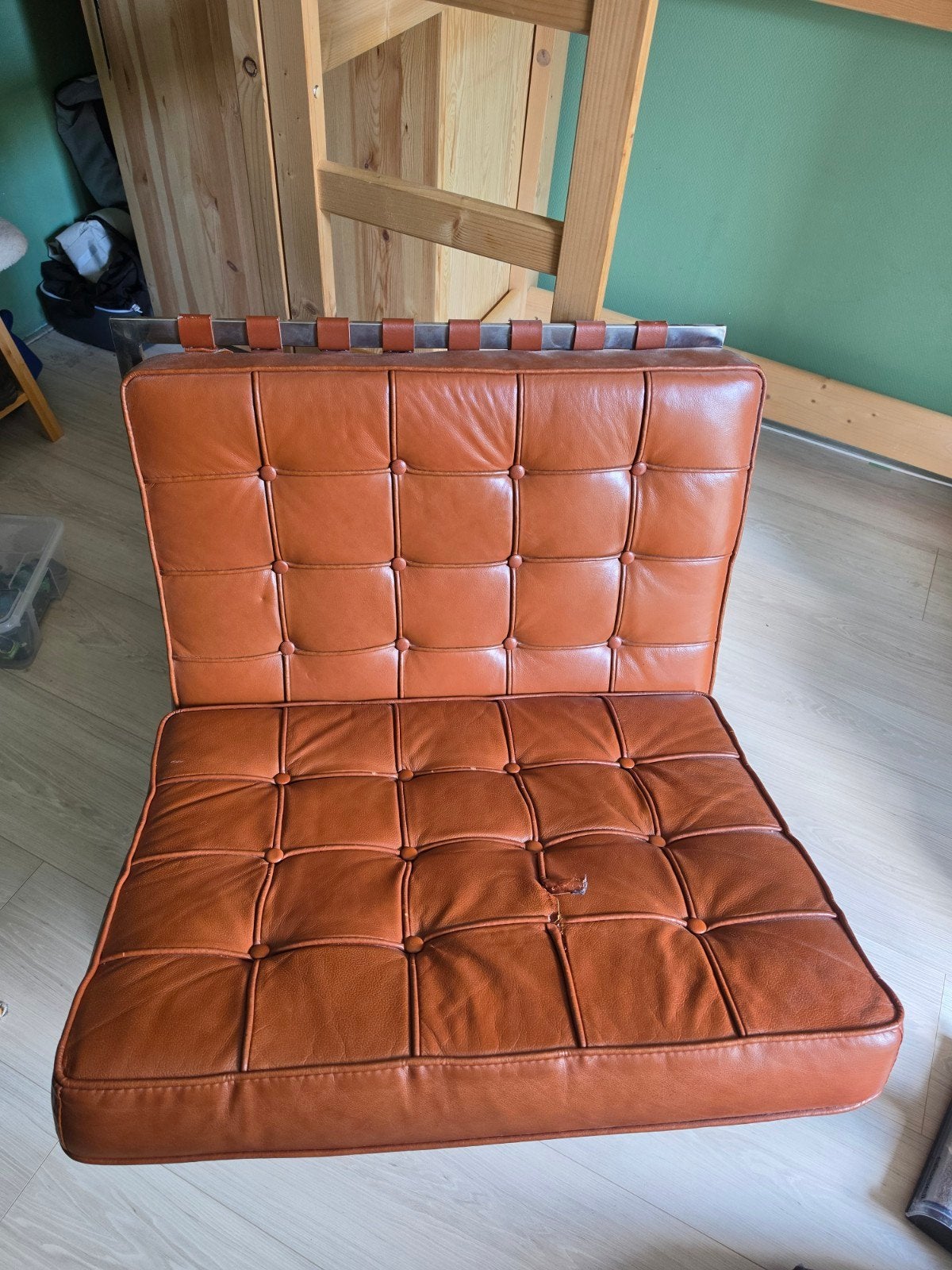 Replica Barcelona stoel cognac  Ludwig Mies van der Ro, Ophalen, Gebruikt, Bruin, Eén