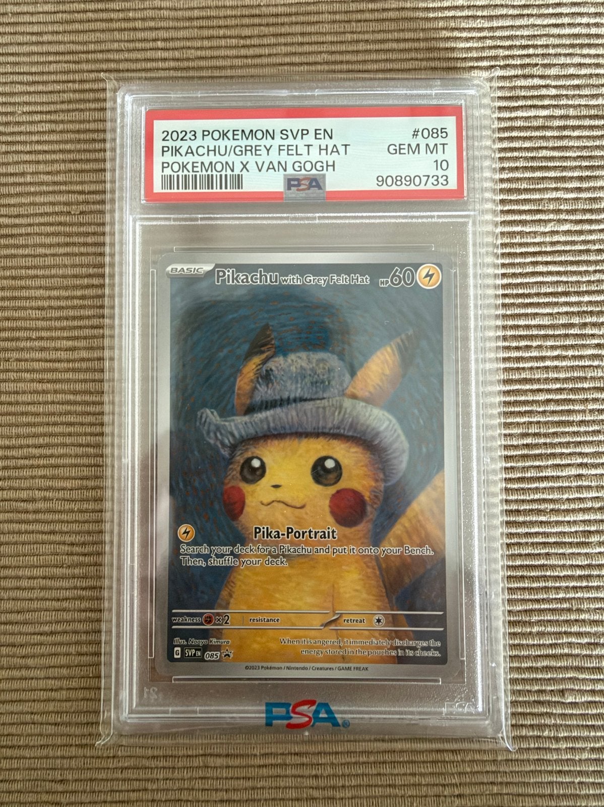 Pikachu With Grey Felt Hat 85 PSA 10 Pokémon Kaart, Ophalen, Zo goed als nieuw, Losse kaart