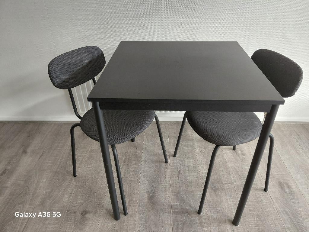 Eettafel met 2 stoelen, Huis en Inrichting, Tafels | Eettafels, Ophalen, 50 tot 100 cm, Vierkant, 50 tot 100 cm
