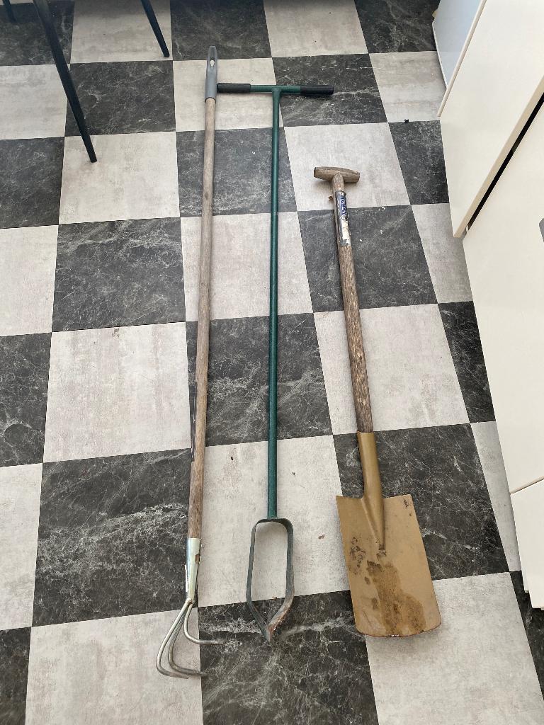 Tuinkrabber, grondboor, schep en as schep, Tuin en Terras, Ophalen, Gebruikt, Overige soorten
