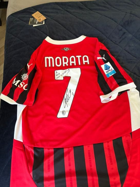 AC Milan gesigneerd shirt morata maat XL, Maat XL, Ophalen of Verzenden, Nieuw, Shirt