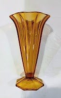 Vaas - Art Deco - Val Saint Lambert - 1925, 26 cm, Op voet, Oranje, Ophalen of Verzenden
