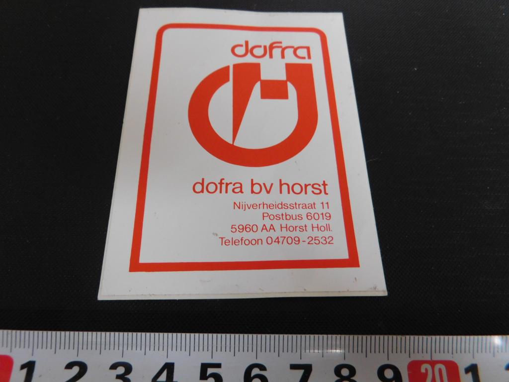 sticker horst DOFRA BV nijverheidsstraat 11, Ophalen, Zo goed als nieuw