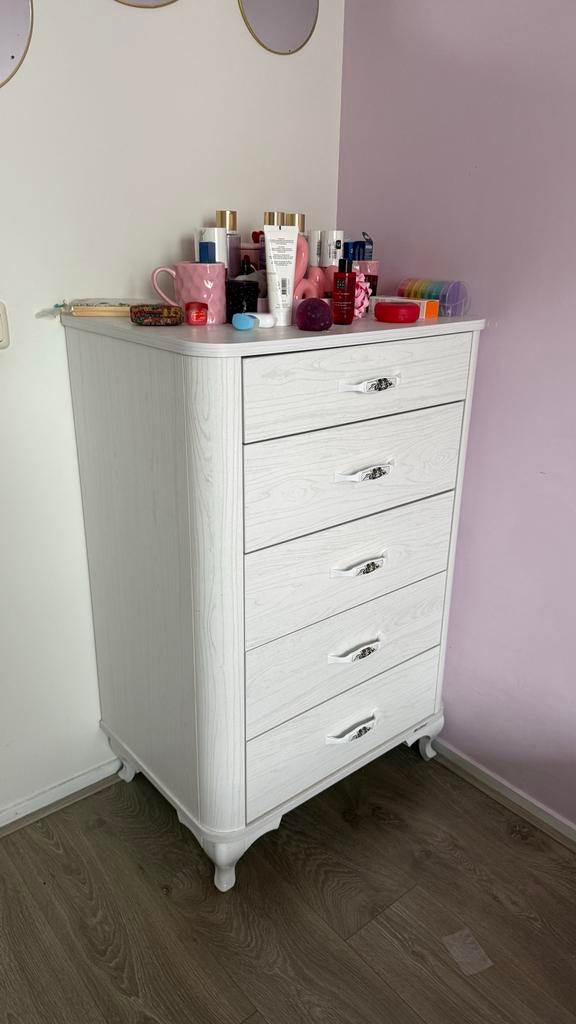 Complete Slaapkamer Set: Bed, Kast, Ladekast & Commode, Gebruikt, 5 laden of meer, 200 cm of meer, 150 tot 200 cm