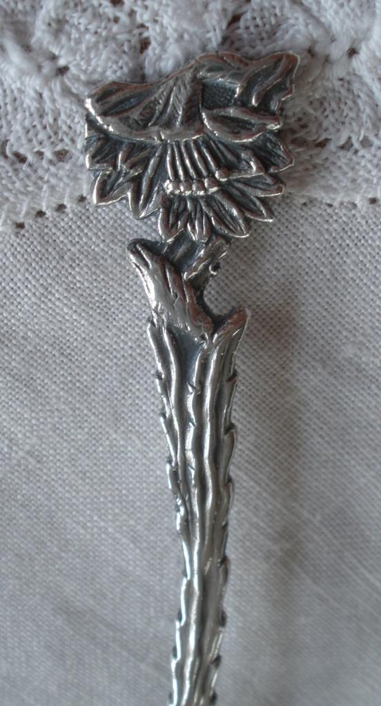 Oud verzilverd lepeltje Distel / Bloem, Ophalen of Verzenden