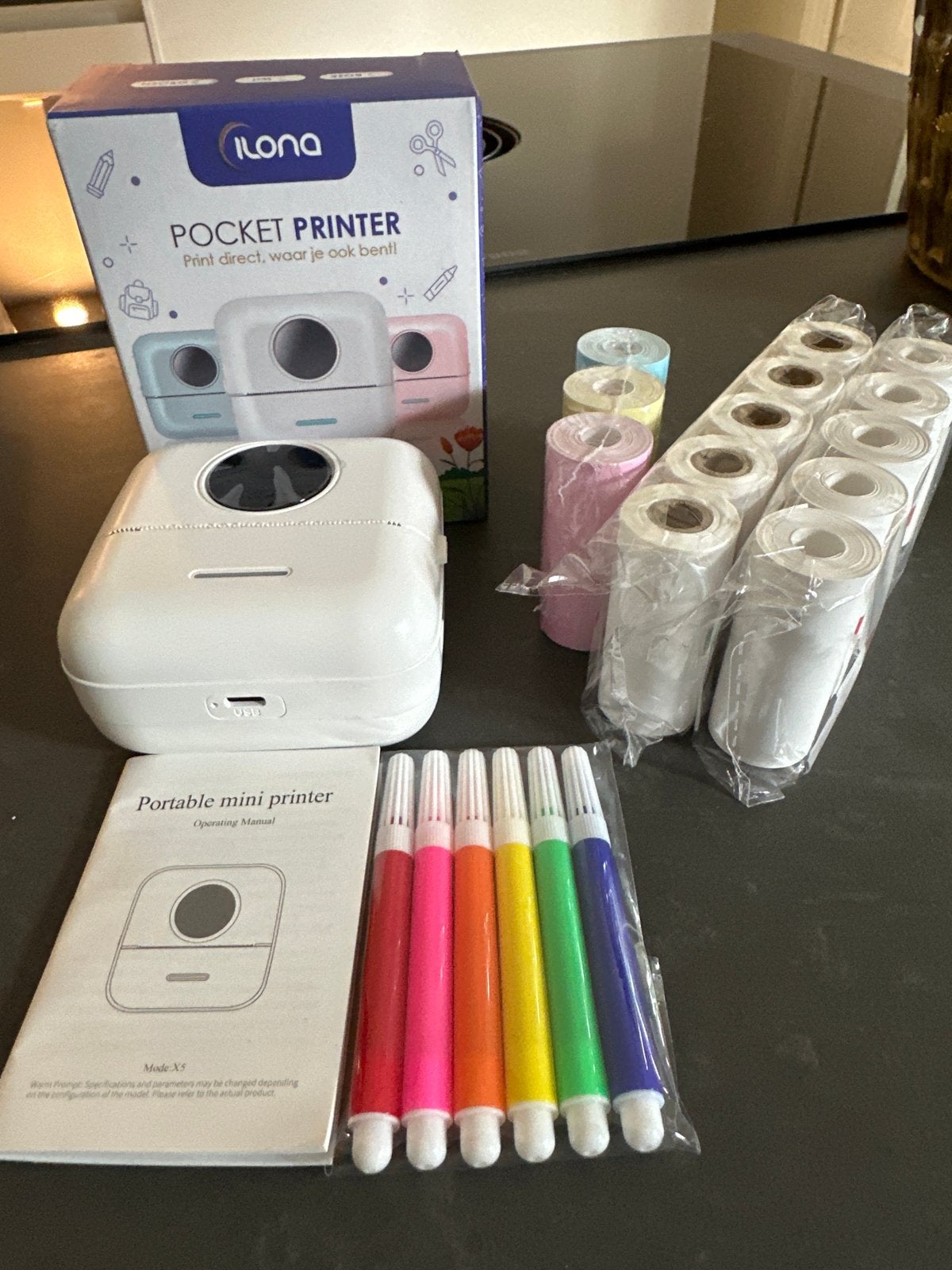 Ilona Pocket Printer met veel rollen en stiften, Ophalen of Verzenden, Nieuw