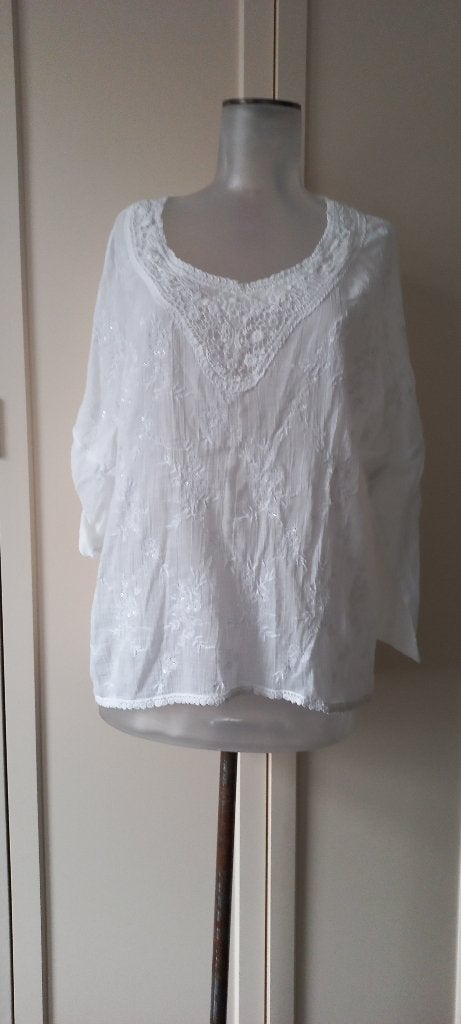 Pepita Pérez blouse maat M zgan, Maat 38/40 (M), Wit, Ophalen of Verzenden, Zo goed als nieuw