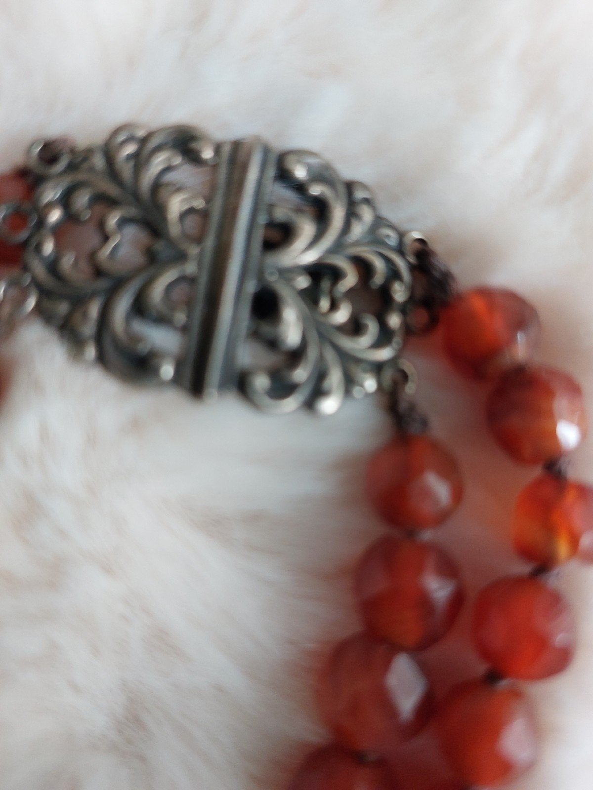 vintage antieke ketting met carneool, Ophalen of Verzenden, Gebruikt, Oranje, Steen of Mineraal