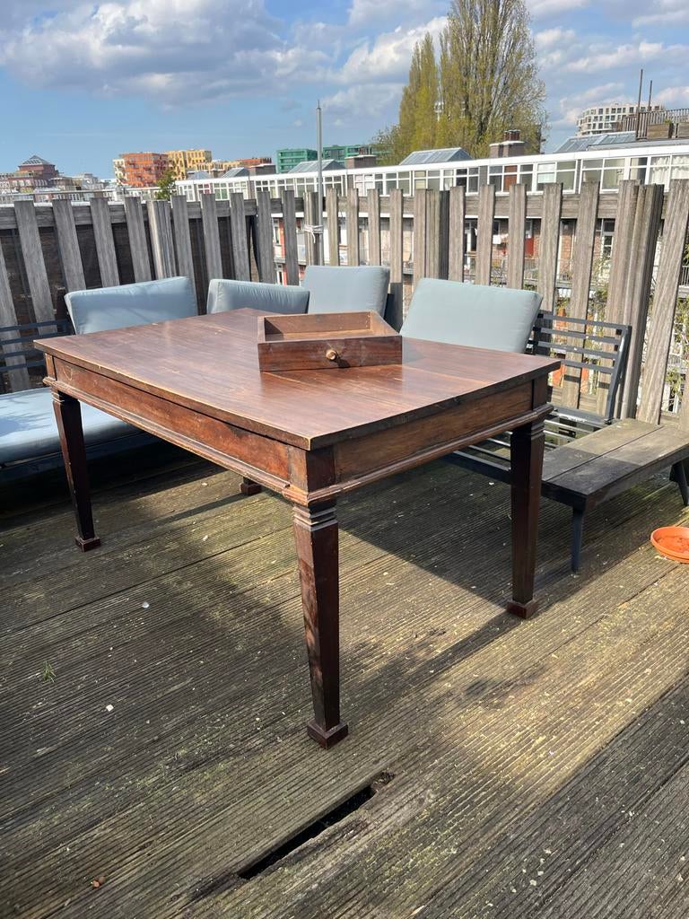 Antieke houten tafel met lade, Ophalen