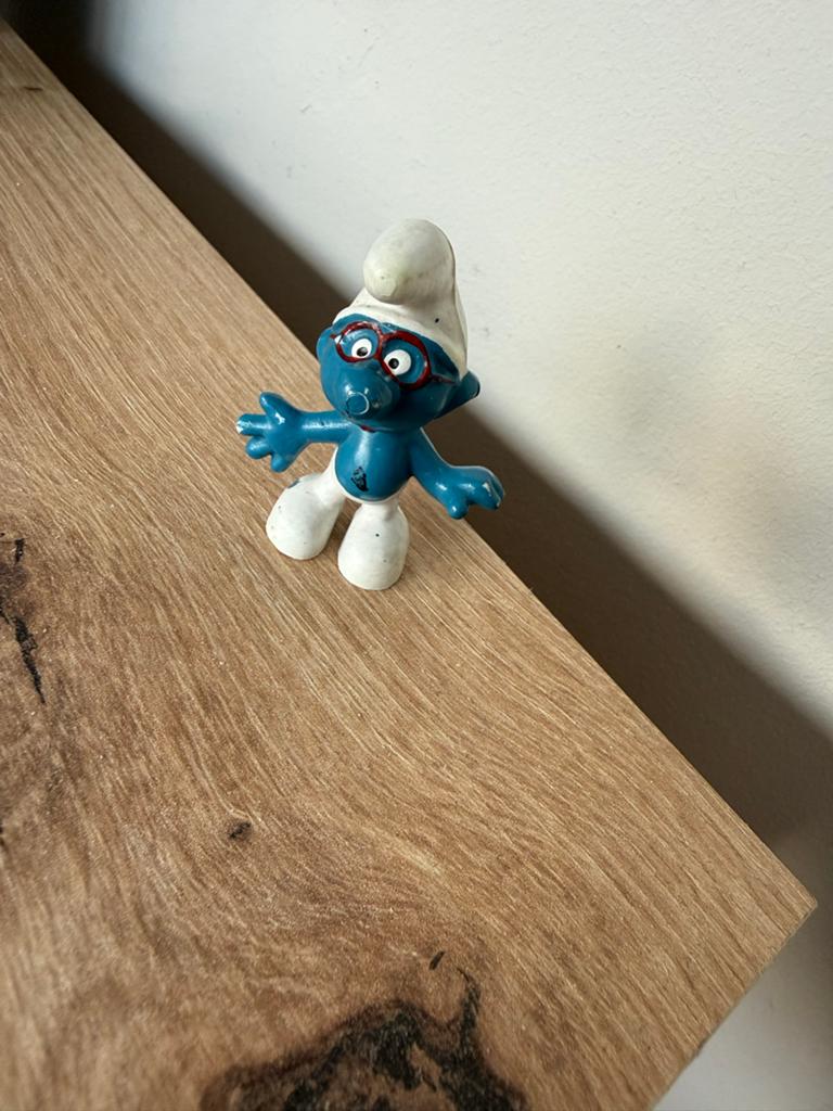 Schleich Smurf Brilsmurf 1980 Made in Hong Kong, Ophalen of Verzenden, Gebruikt, Brilsmurf, Poppetje, Figuurtje of Knuffel