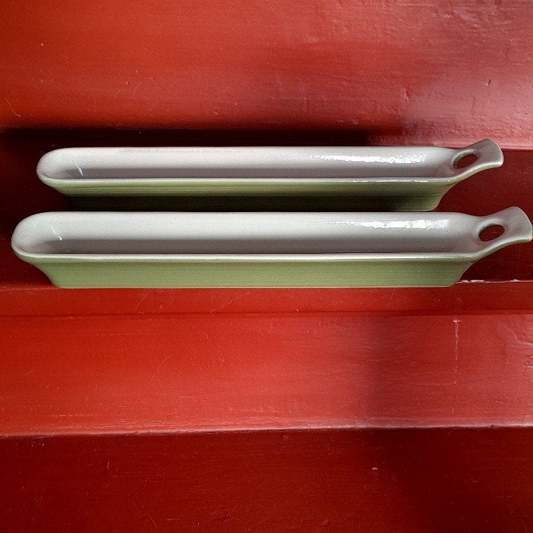 2 langwerpige schaaltjes om olijven te serveren Sagaform, Huis en Inrichting, Keuken | Servies, Gebruikt, Ophalen of Verzenden