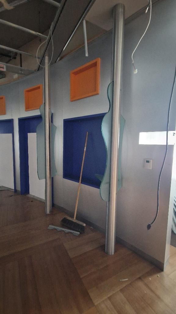 Zuil rvs staander schaamschot afscheiding glas ( 344 ), Ophalen, Zo goed als nieuw, Nb, Nb