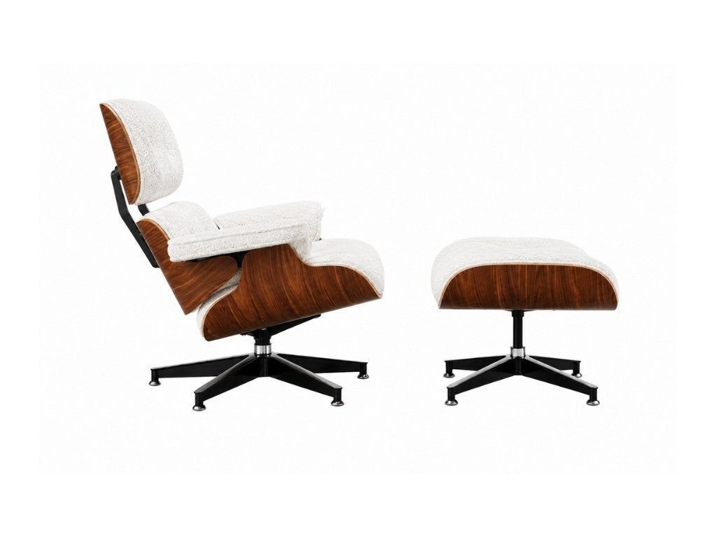Lounge Chair - Set - Wit/Bruin Teddy Stof - XL - Fauteuil, Info@meubelcasa.nl, Lounge Chair, Nieuw, Ophalen of Verzenden
