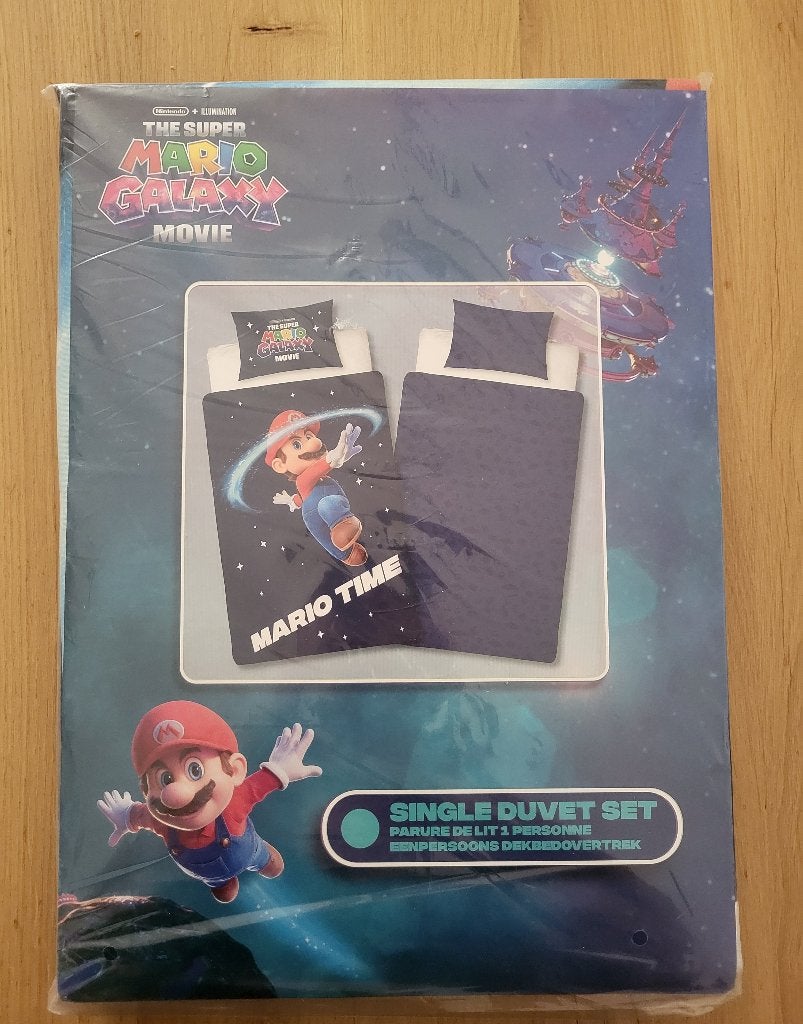 Nieuw! Super Mario Galaxy dekbedovertrek, Mario, eenpersoons, Overige merken, Nieuw, Ophalen of Verzenden, Meerkleurig