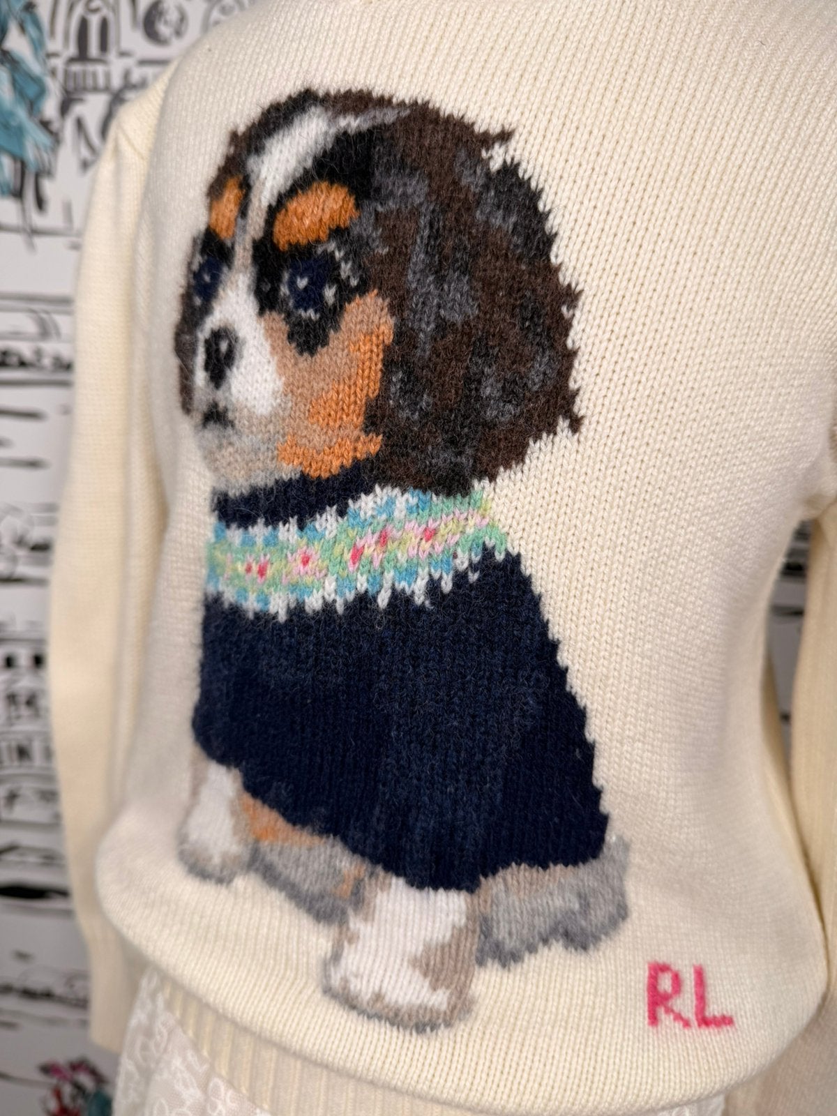 Ralph Lauren meisjes trui met hondje maat 6, Meisje, Trui of Vest, Ophalen of Verzenden, Zo goed als nieuw