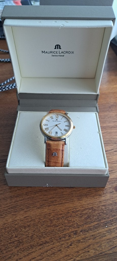 Maurice Lacroix herenhorloge, Sieraden, Tassen en Uiterlijk, Horloges | Heren, Polshorloge, Ophalen, Overige merken, Leer