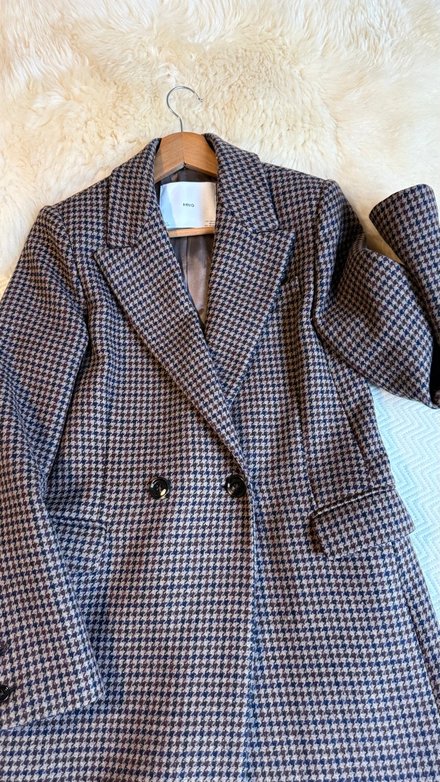 MNG Houndstooth Lange Jas - Maat XS, Ophalen of Verzenden, Zo goed als nieuw, Maat 34 (XS) of kleiner, Meerkleurig