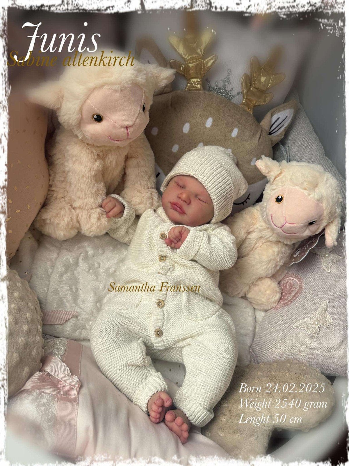 Prachtige reborn Junis van Samantha Franssen, als nieuw, Ophalen of Verzenden, Zo goed als nieuw, Babypop