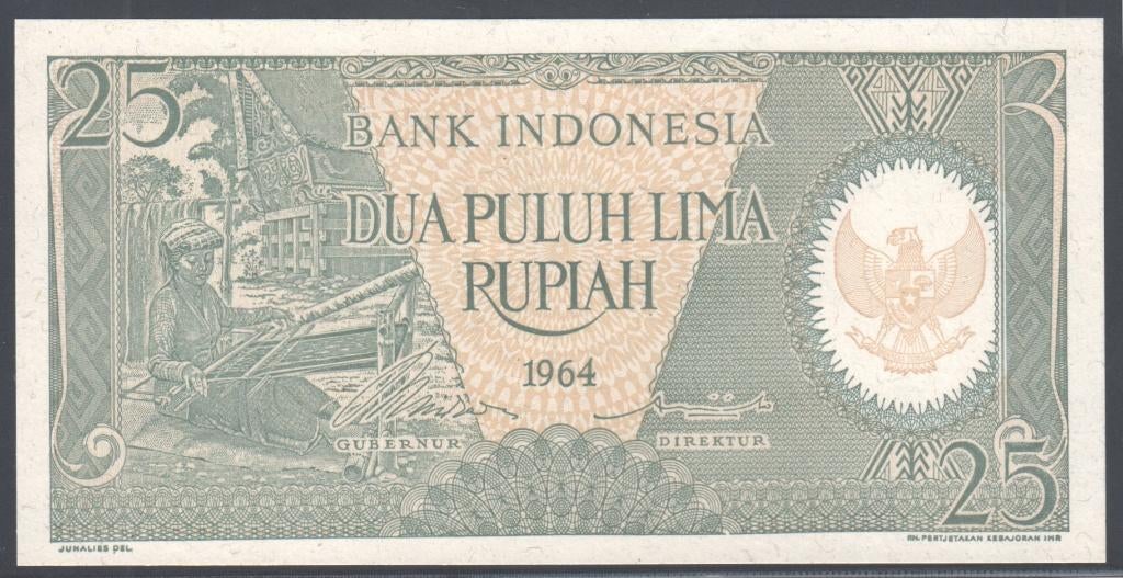 Indonesia  25 Rupiah 1964, Verzenden, Zuidoost-Azië, Los biljet