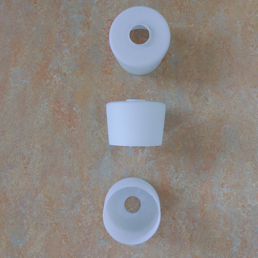 3 melkglazen kapjes uit fifties lamp, Ophalen of Verzenden, Gebruikt