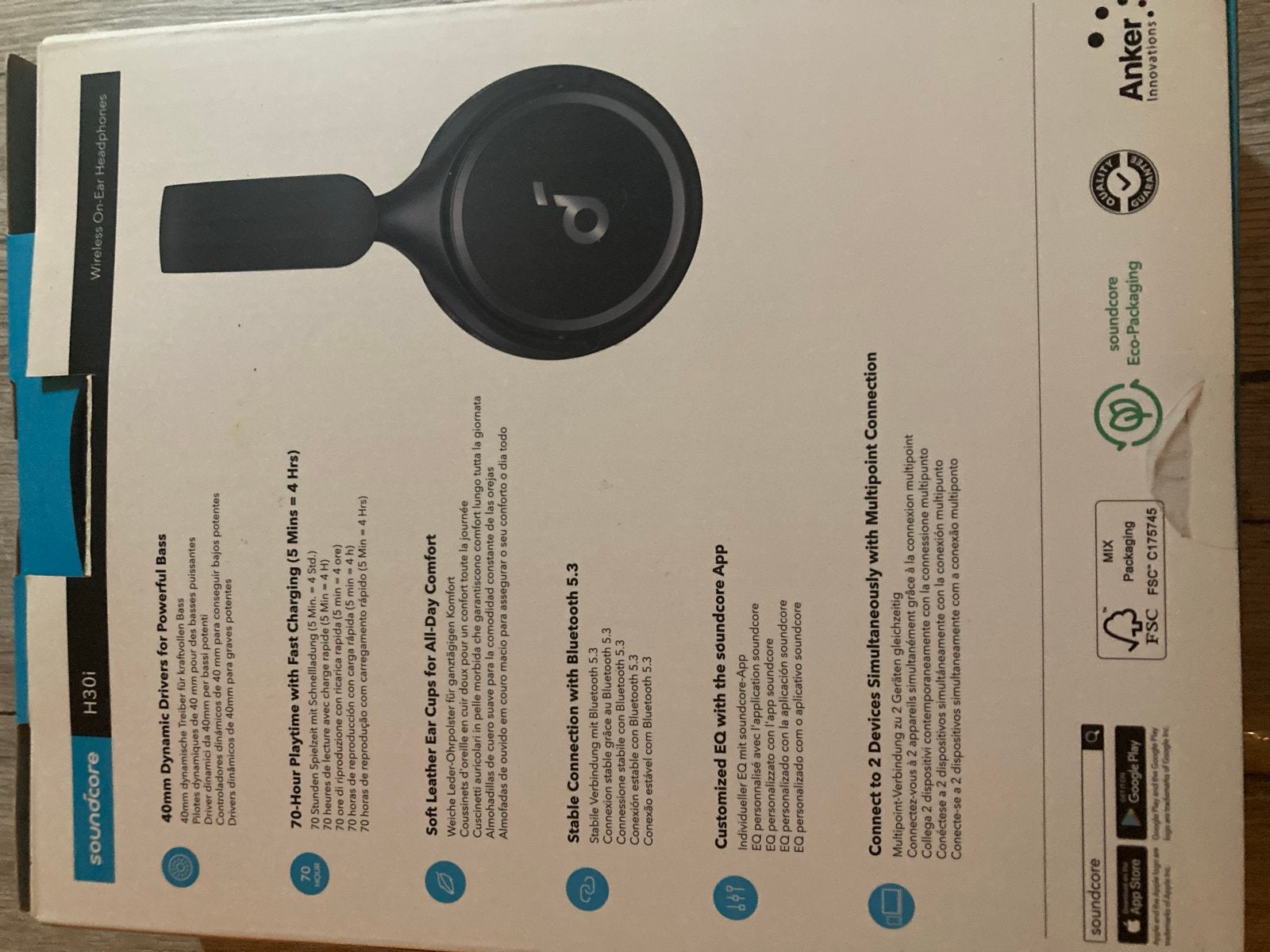 Soundcore H30i Draadloze On-ear Koptelefoon - Nieuw, Bluetooth, Nieuw, On-ear, Zwart