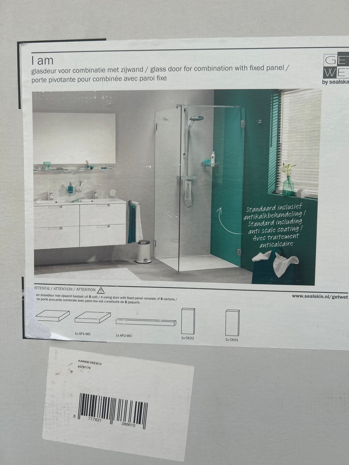 Get Wet I am douchedeur - 880x2000mm, Ophalen, Nieuw