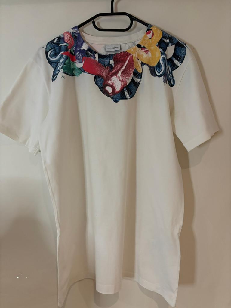 Marcelo burlon shirt met leuke print 14 jaar kan ook als s, Ophalen of Verzenden, Zo goed als nieuw, Maat 46 (S) of kleiner, Wit