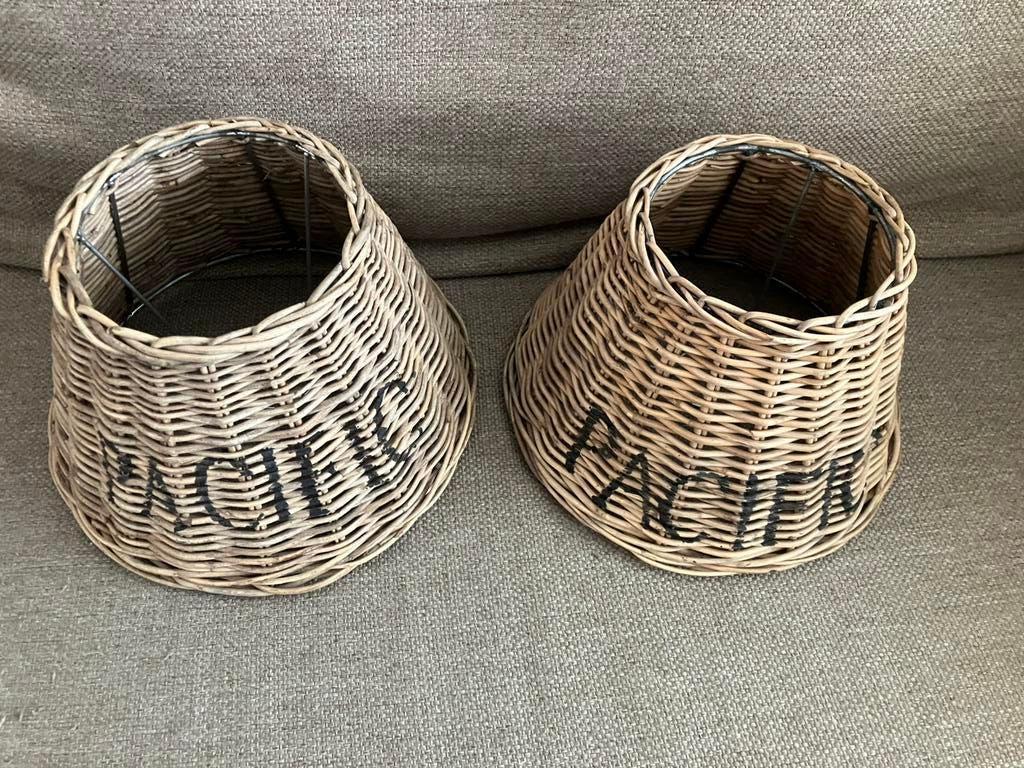 Rotan lampenkapjes, Ophalen of Verzenden, Gebruikt, Rond