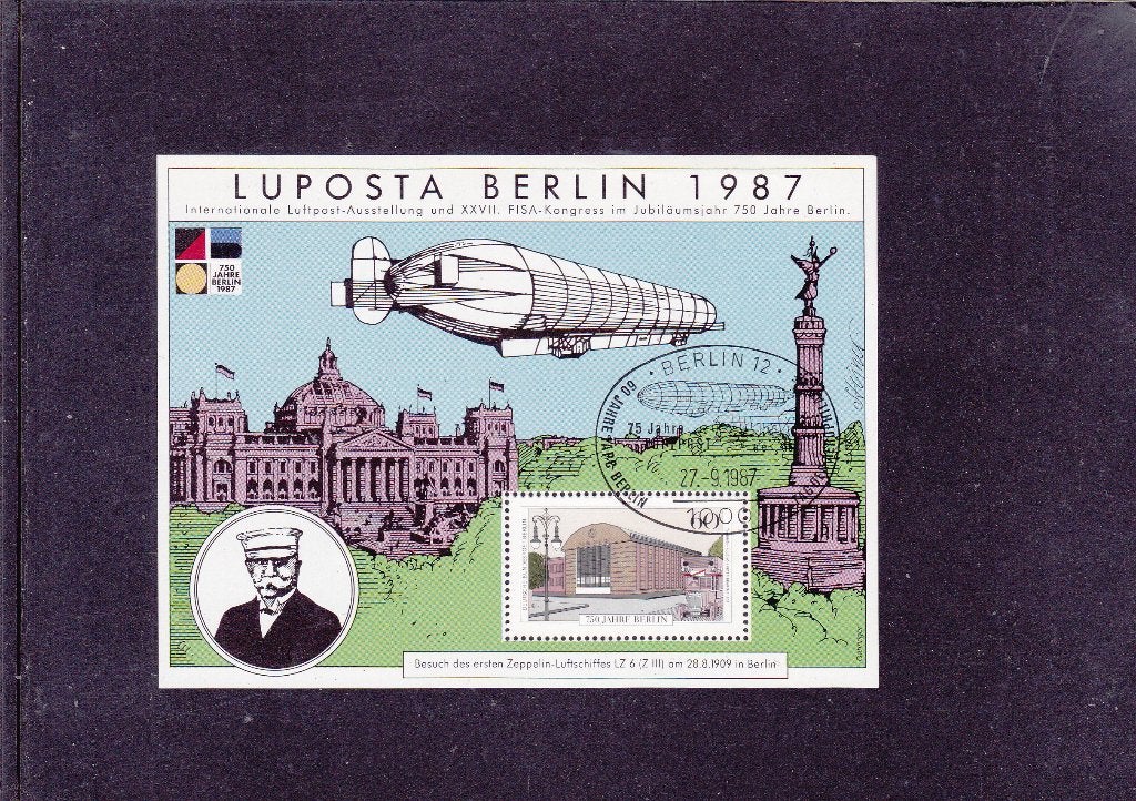 Zeppelin Luchtvaartsouvenir blok Duitsland (1156), Verzenden, Gestempeld, Vliegtuigen