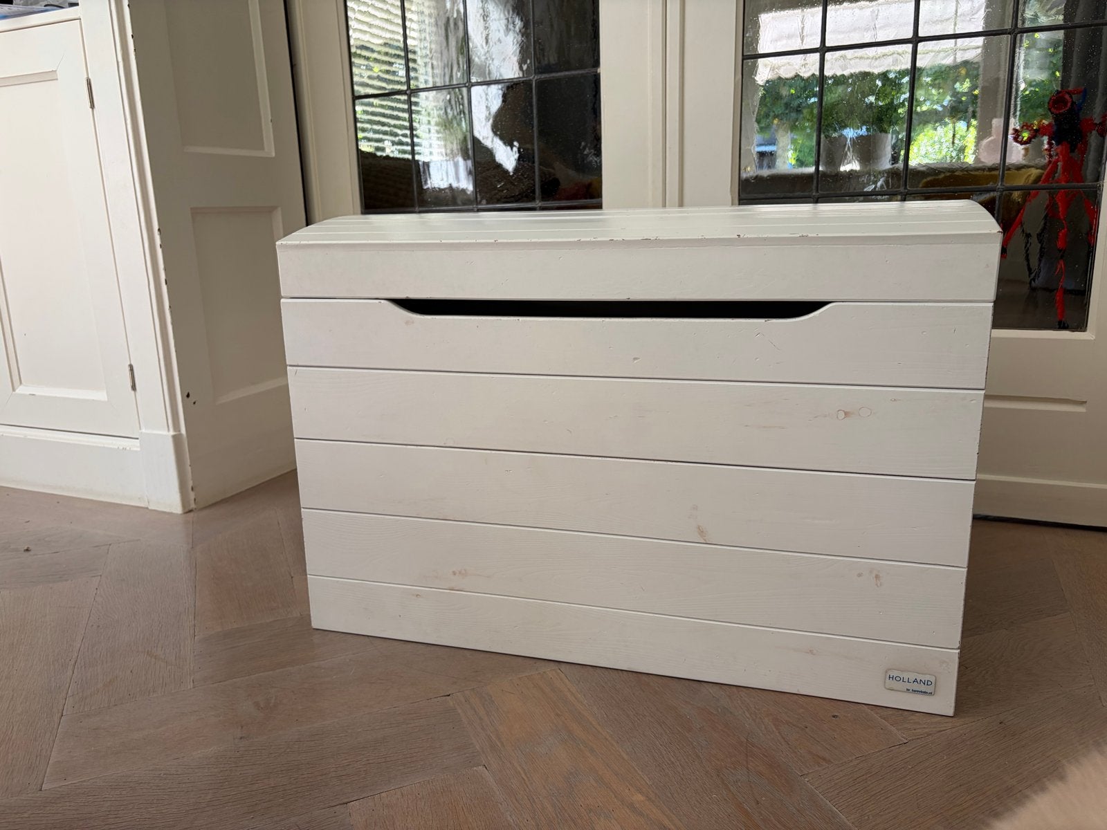 Witte houten speelgoedkist / opbergkist van Holland, Huis en Inrichting, Woonaccessoires | Kisten, Ophalen, 50 – 75, Gebruikt