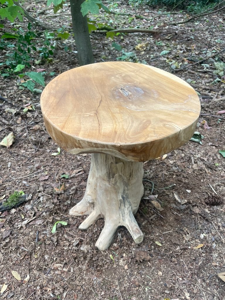 Bijzettafeltje, Huis en Inrichting, Tafels | Bijzettafels, Minder dan 55 cm, Rond, Zo goed als nieuw, Hout